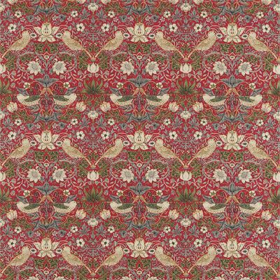 Möbeltyg - William Morris - Strawberry thief crimson/slate
