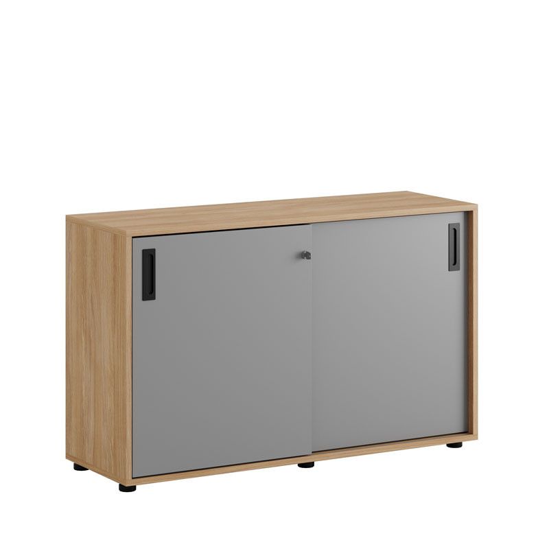 Skjutdörrskåp 120x40x72cm - Urban oak stomme/grå dörrar