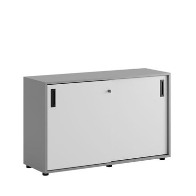 Skjutdörrskåp 120x40x72cm - Grå stomme/vita dörrar