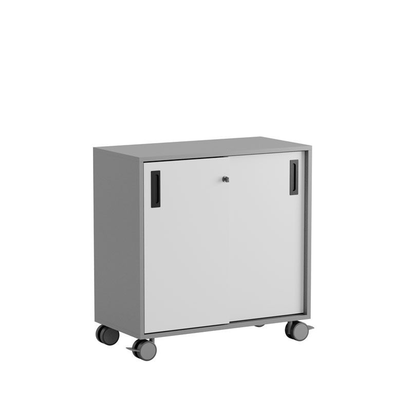 Skjutdörrskåp 80x40x72cm - Grå stomme/vita dörrar