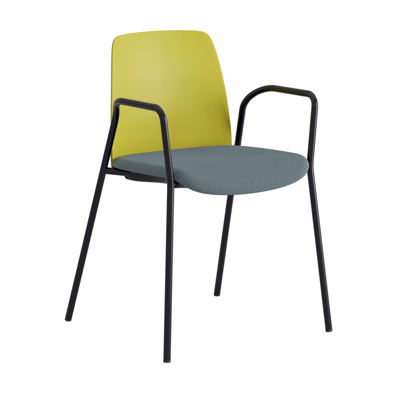 Stol med armstöd, tygsits och plastrygg - Choice