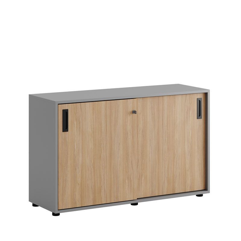 Skjutdörrskåp 120x40x72cm - Grå stomme/urban oak dörrar