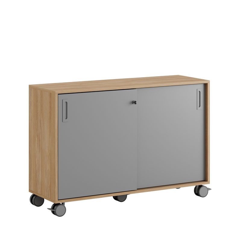 Skjutdörrskåp 120x40x72cm - Urban oak stomme/grå dörrar