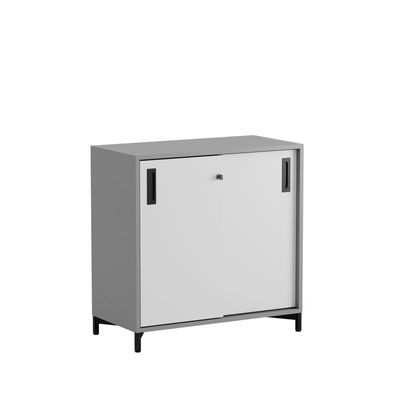 Skjutdörrskåp 80x40x72cm - Grå stomme/vita dörrar