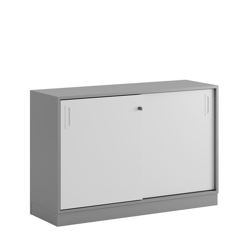 Skjutdörrskåp 120x40x72cm - Grå stomme/vita dörrar