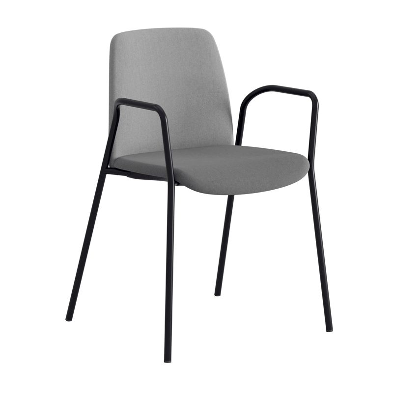 Tygklädd stapelbar stol med armstöd - Choice