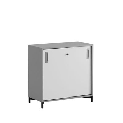 Skjutdörrskåp 80x40x72cm - Grå stomme/vita dörrar