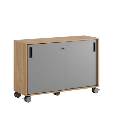Skjutdörrskåp 120x40x72cm - Urban oak stomme/grå dörrar
