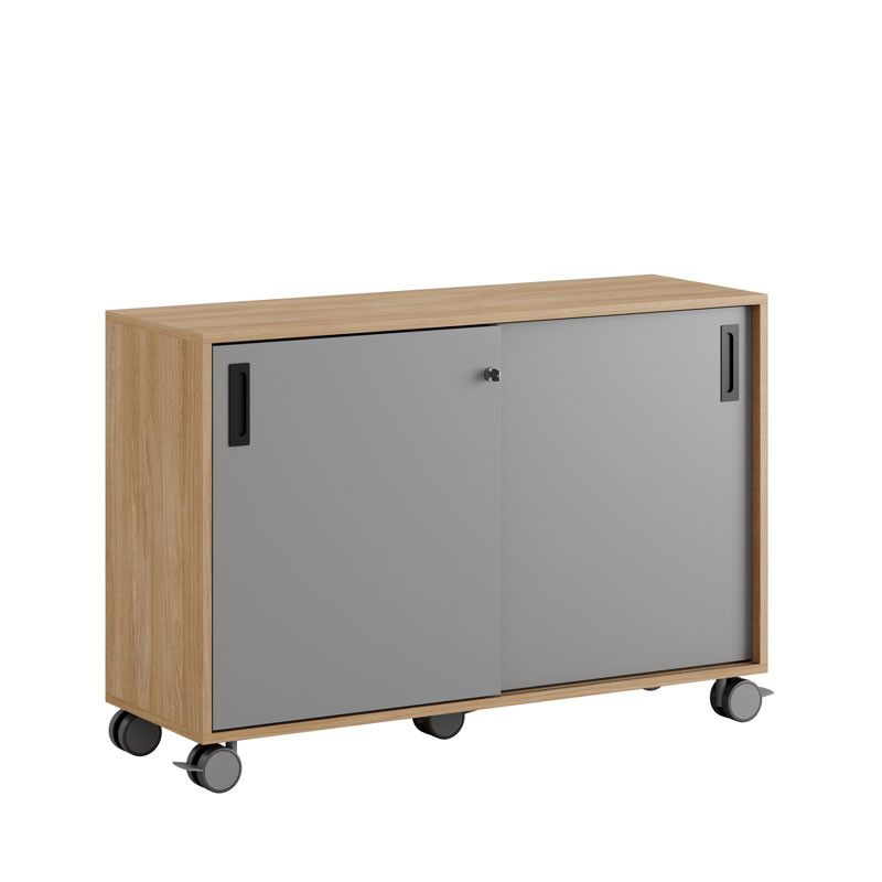 Skjutdörrskåp 120x40x72cm - Urban oak stomme/grå dörrar