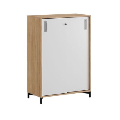 Skjutdörrskåp 80x40x107,5cm - Urban oak stomme/vita dörrar