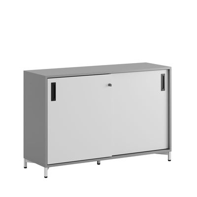 Skjutdörrskåp 120x40x72cm - Grå stomme/vita dörrar