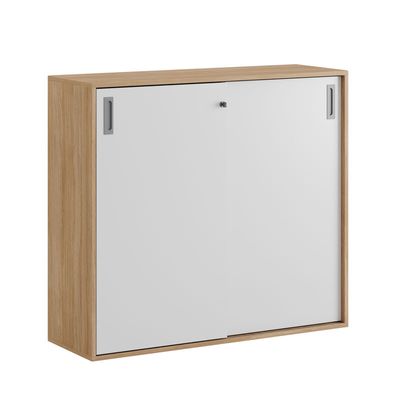 Skjutdörrskåp 120x40x107,5cm - Urban oak stomme och vita dörrar