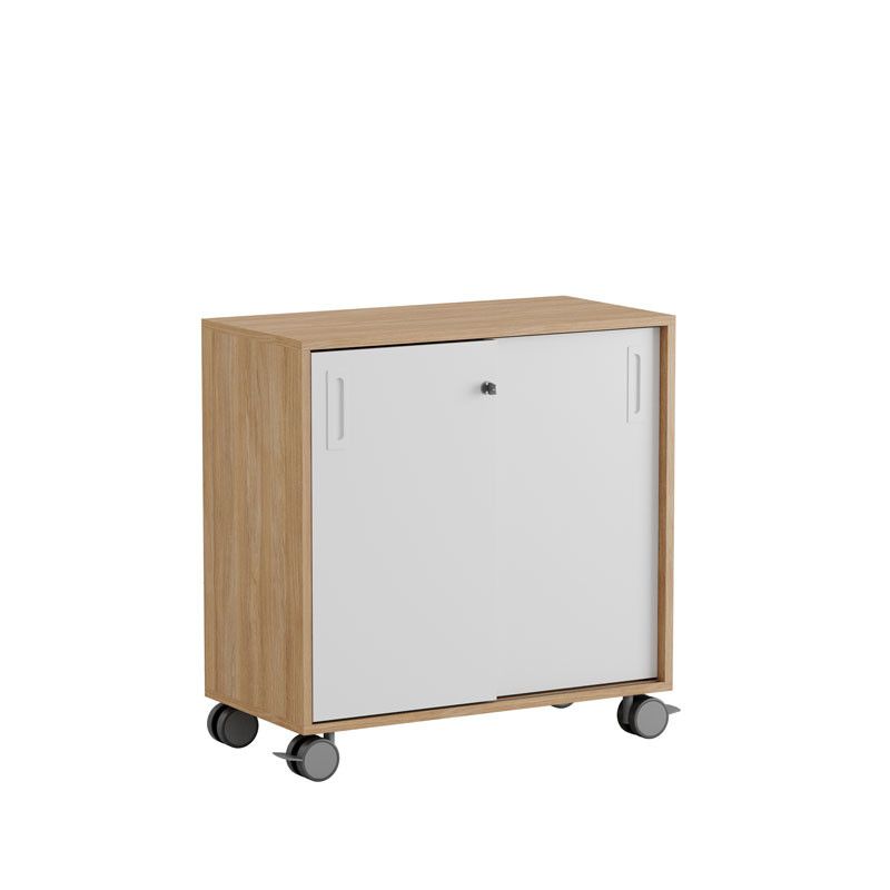 Skjutdörrskåp 80x40x72cm - Urban oak stomme/vita dörrar