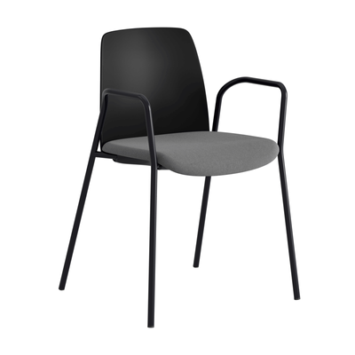 Stol med armstöd, tygsits och plastrygg - Choice