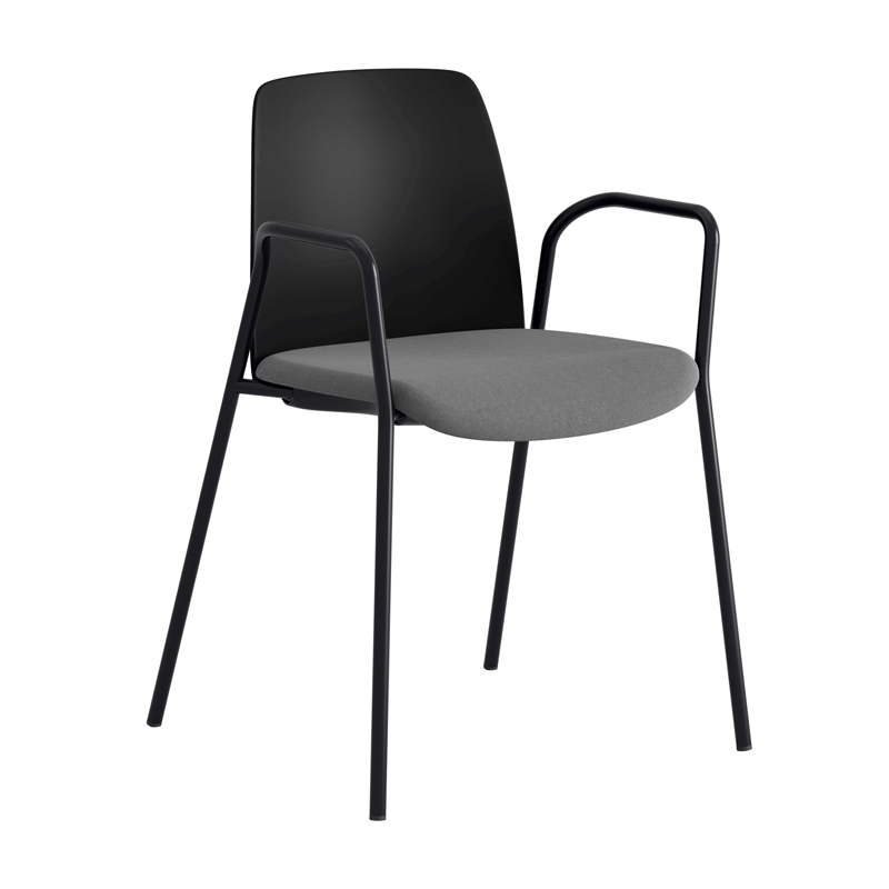 Stol med armstöd, tygsits och plastrygg - Choice