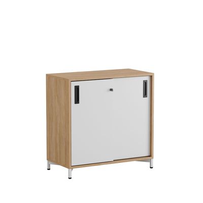 Skjutdörrskåp 80x40x72cm - Urban oak stomme/vita dörrar