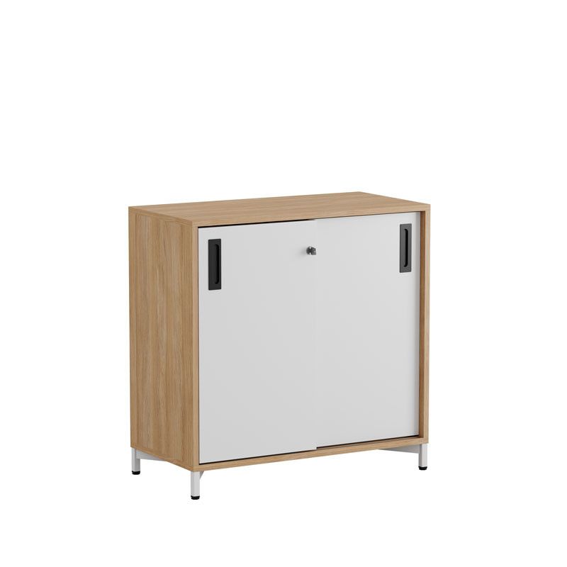 Skjutdörrskåp 80x40x72cm - Urban oak stomme/vita dörrar