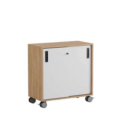 Skjutdörrskåp 80x40x72cm - Urban oak stomme/vita dörrar