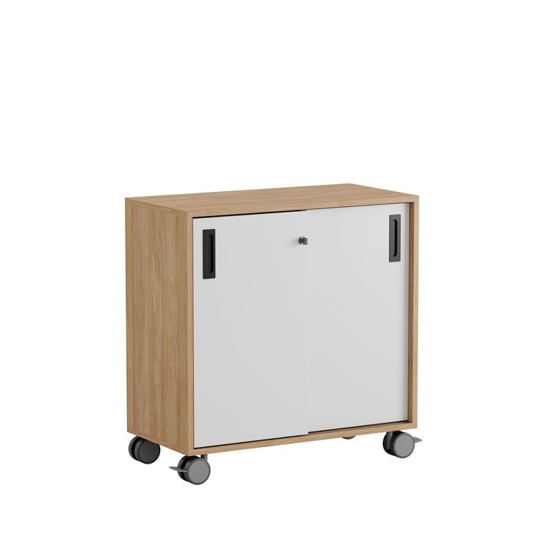 Skjutdörrskåp 80x40x72cm - Urban oak stomme/vita dörrar