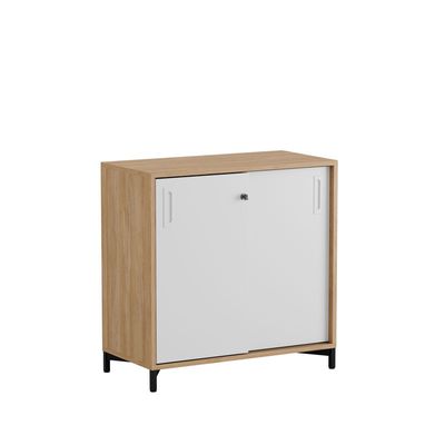 Skjutdörrskåp 80x40x72cm - Urban oak stomme/vita dörrar