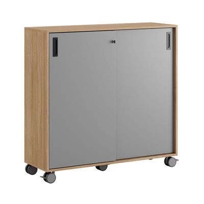 Skjutdörrskåp 120x40x107,5cm - Urban oak stomme och grå dörrar