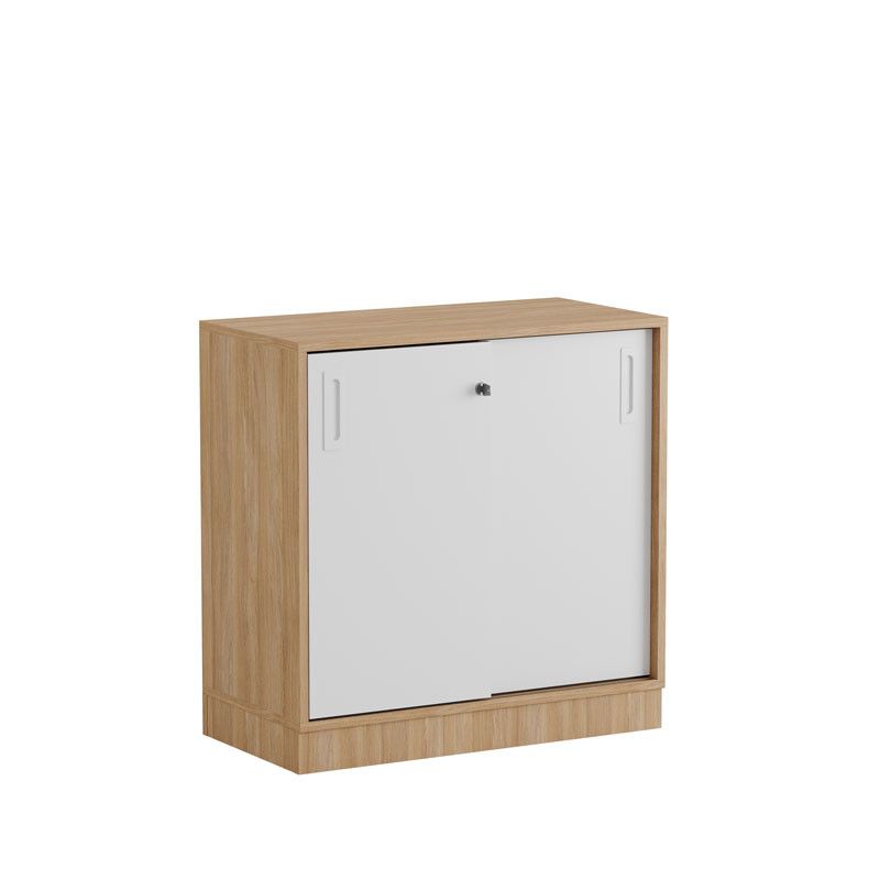 Skjutdörrskåp 80x40x72cm - Urban oak stomme/vita dörrar