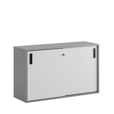 Skjutdörrskåp 120x40x72cm - Grå stomme/vita dörrar