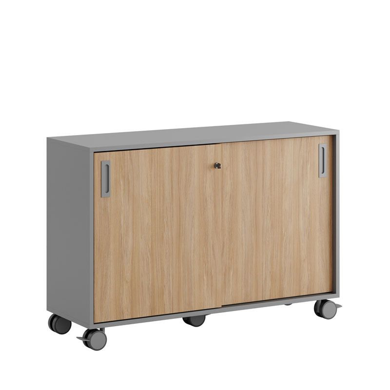 Skjutdörrskåp 120x40x72cm - Grå stomme/urban oak dörrar