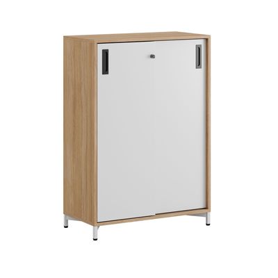 Skjutdörrskåp 80x40x107,5cm - Urban oak stomme/vita dörrar