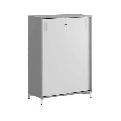 Skjutdörrskåp 80x40x107,5cm - Grå stomme/vita dörrar