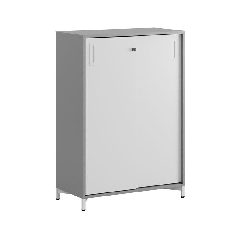 Skjutdörrskåp 80x40x107,5cm - Grå stomme/vita dörrar
