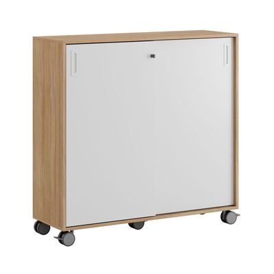 Skjutdörrskåp 120x40x107,5cm - Urban oak stomme och vita dörrar
