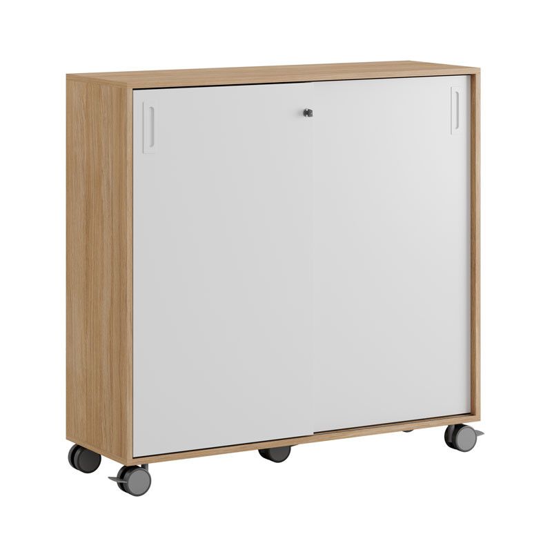 Skjutdörrskåp 120x40x107,5cm - Urban oak stomme och vita dörrar