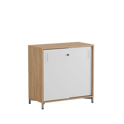 Skjutdörrskåp 80x40x72cm - Urban oak stomme/vita dörrar