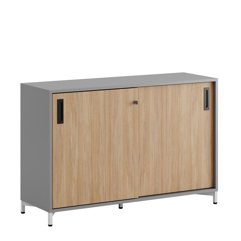 Skjutdörrskåp 120x40x72cm - Grå stomme/urban oak dörrar