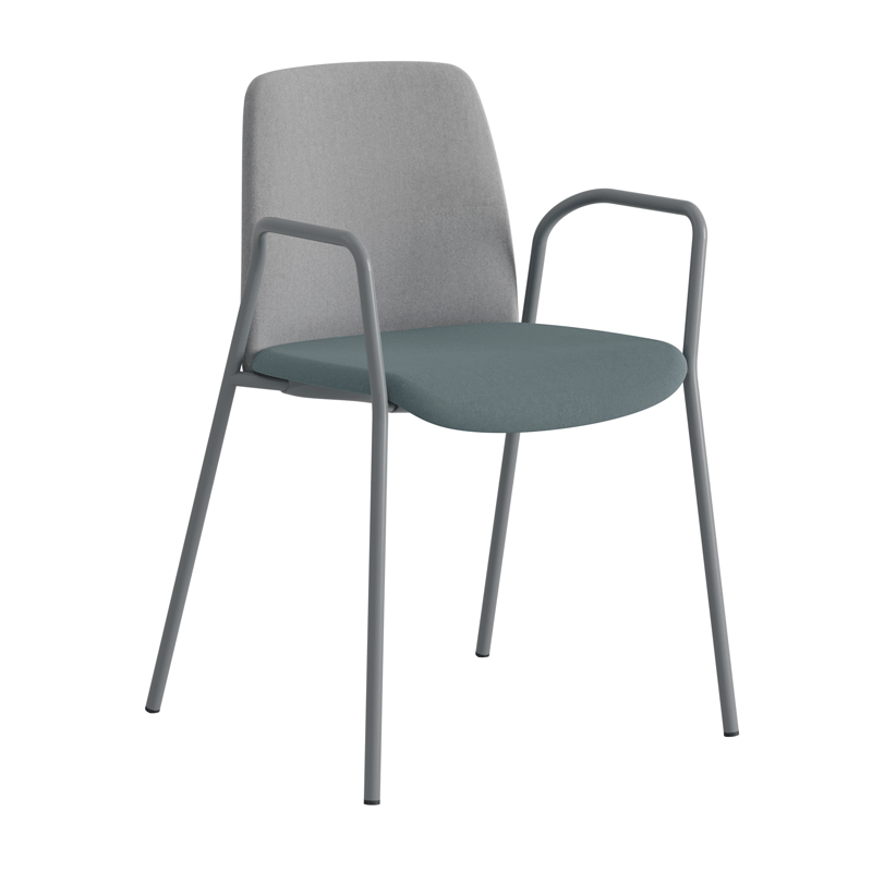 Tygklädd stapelbar stol med armstöd - Choice
