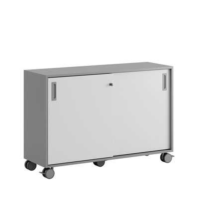 Skjutdörrskåp 120x40x72cm - Grå stomme/vita dörrar