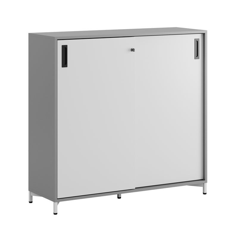 Skjutdörrskåp 120x40x107,5cm - Grå stomme/vita dörrar