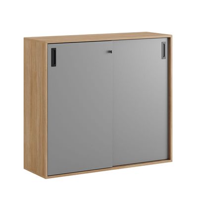 Skjutdörrskåp 120x40x107,5cm - Urban oak stomme och grå dörrar