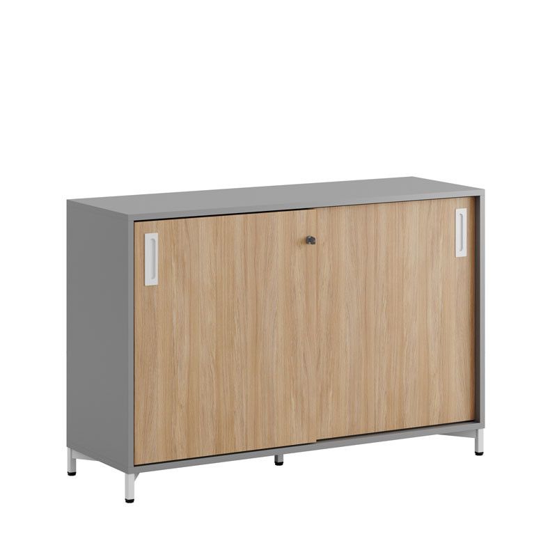 Skjutdörrskåp 120x40x72cm - Grå stomme/urban oak dörrar