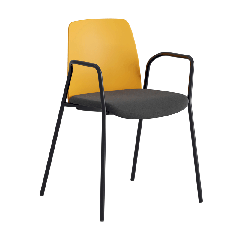 Stol med armstöd, tygsits och plastrygg - Choice