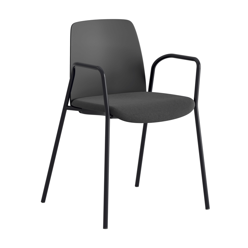 Stol med armstöd, tygsits och plastrygg - Choice