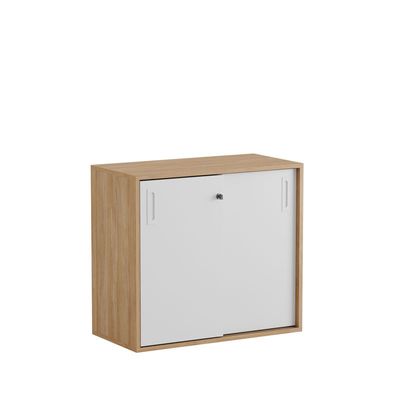 Skjutdörrskåp 80x40x72cm - Urban oak stomme/vita dörrar