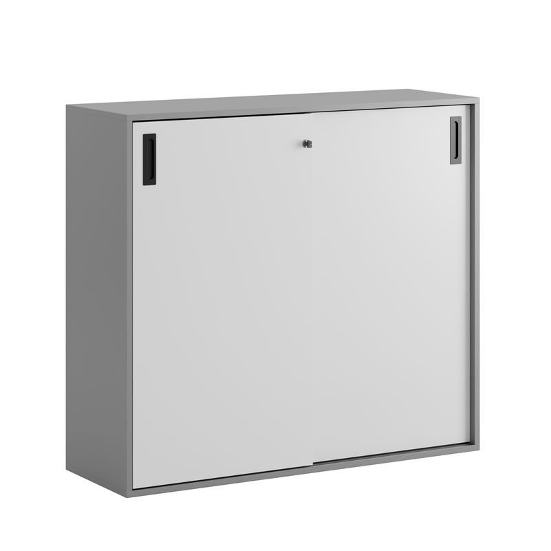 Skjutdörrskåp 120x40x107,5cm - Grå stomme/vita dörrar