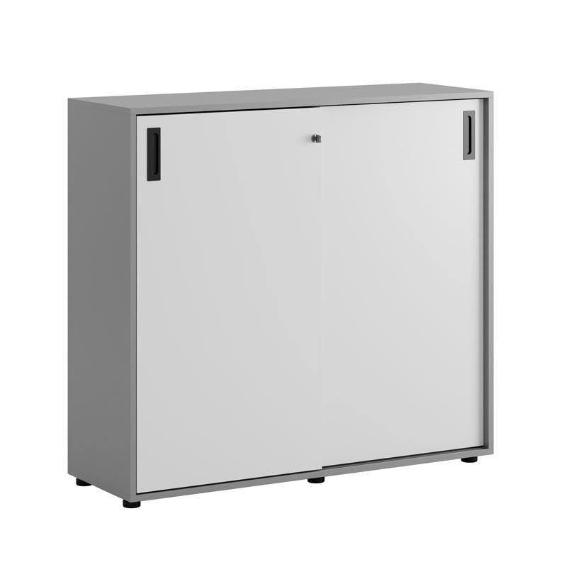 Skjutdörrskåp 120x40x107,5cm - Grå stomme/vita dörrar