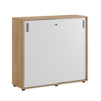Skjutdörrskåp 120x40x107,5cm - Urban oak stomme och vita dörrar
