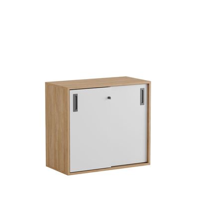 Skjutdörrskåp 80x40x72cm - Urban oak stomme/vita dörrar