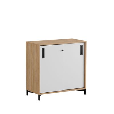 Skjutdörrskåp 80x40x72cm - Urban oak stomme/vita dörrar