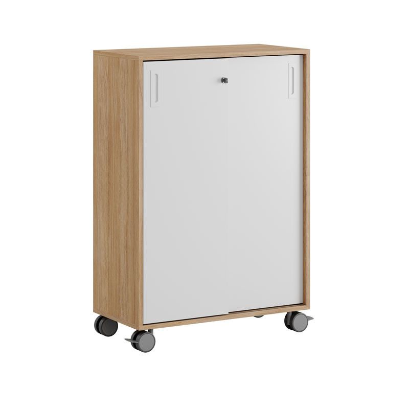 Skjutdörrskåp 80x40x107,5cm - Urban oak stomme/vita dörrar