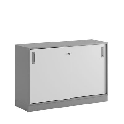 Skjutdörrskåp 120x40x72cm - Grå stomme/vita dörrar